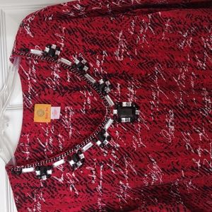 Ruby Rd. Red and black blouse size XL